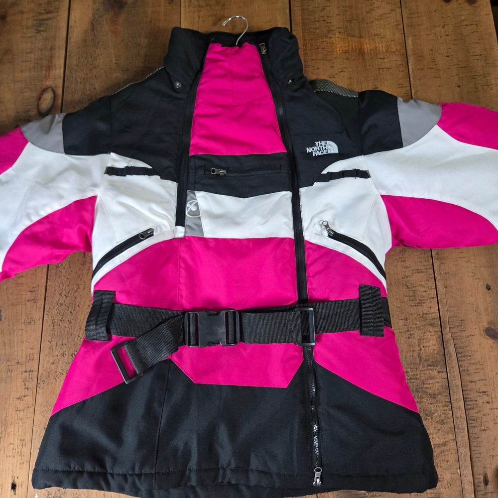 The North Face Steep Tech 550 Down Jacket Womens 2XL Pink Black White Colorblock